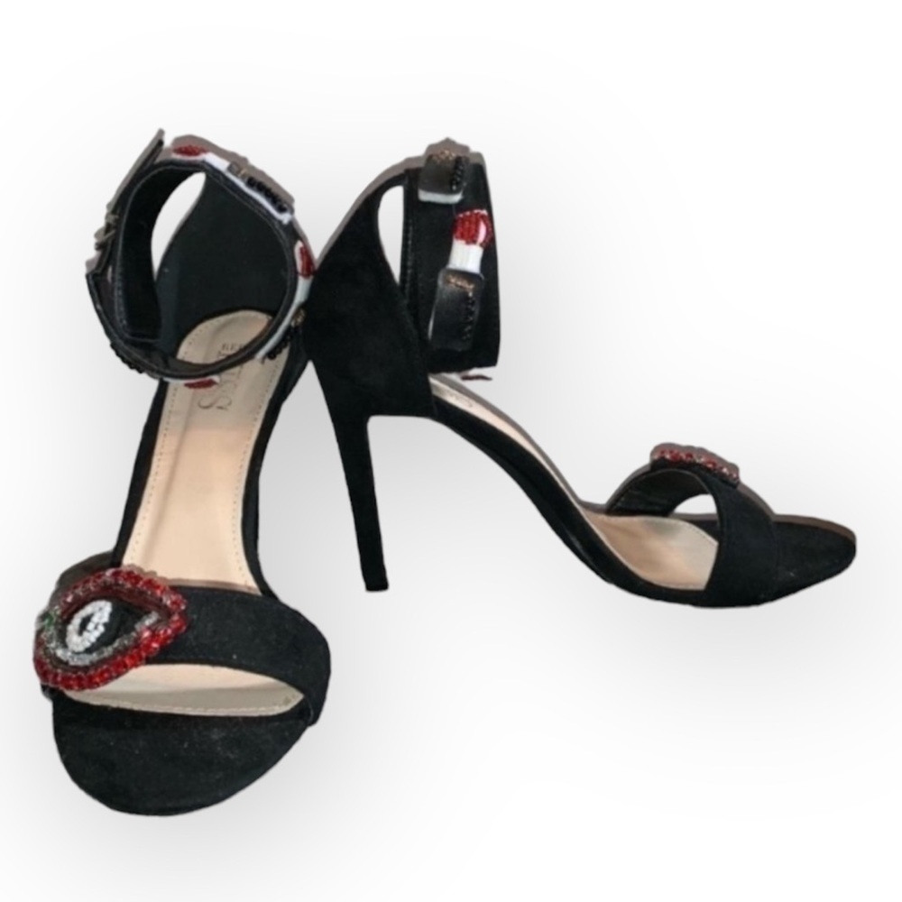 𝅺redkiss black embellished makeup lover heels size 9.
